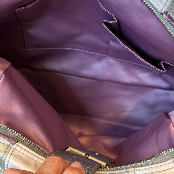 Coach Bag Purse Handbag soho Signature Satin Scarf Print Buckle Hobo XL Shoulder - Picture 13 of 16